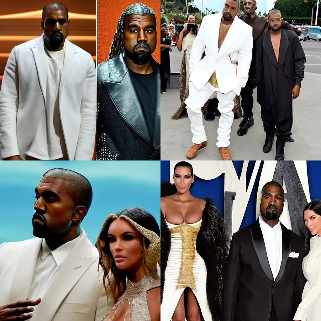Prompt: kanye west and aquaman getting married, the minister is a fish, kanye is wearing a white suit, romantic, realistic