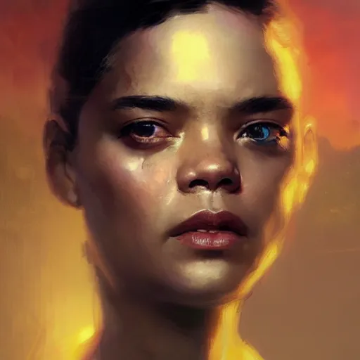 Prompt: tessa thompson, hyperrealistic portrait, bladerunner street, art of elysium by jeremy mann and alphonse mucha, fantasy art, photo realistic, dynamic lighting, artstation, poster, volumetric lighting, very detailed face, 4 k, award winning