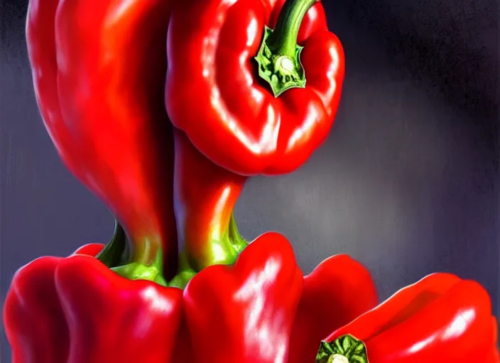 Image similar to a red pepper wearing a doctor's outfit, diffuse lighting, fantasy, hospital background, intricate, elegant, highly detailed, lifelike, photorealistic, digital painting, artstation, illustration, concept art, smooth, sharp focus, art by frank frazetta and marco bucci and loish and rossdraws and artgerm and alphonse mucha