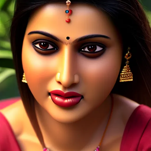 Prompt: attractive indian woman, ray tracing, open mouth, realistic, happy eyes, wide hips!, anatomically correct, lazily posing, ultra realistic 8 k, 3 5 mm, dreamy wide shot, f 1. 2 directed by jean luc goddard