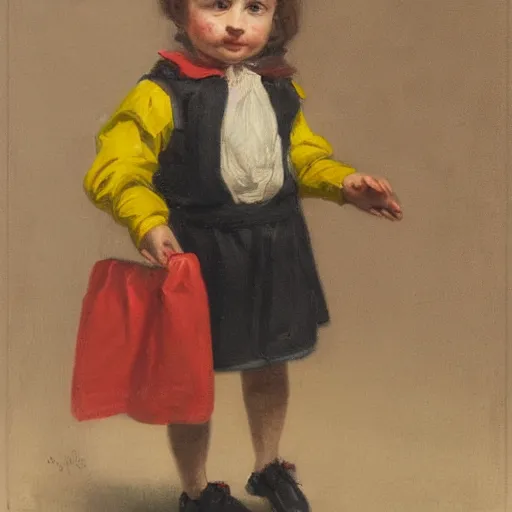 Prompt: girl in mcdonalds outfit, by jules - joseph lefebvre