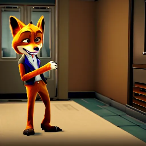 Prompt: Screenshot from the PC game Payday: The Heist featuring Nick Wilde (from Zootopia)