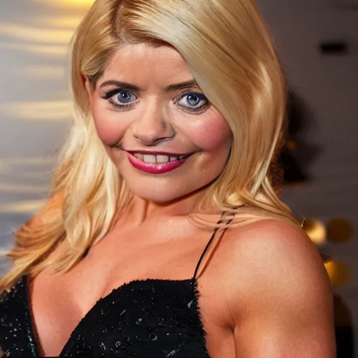 Image similar to Holly Willoughby with the physique of a body builder, hyper realistic, ultra detailed, cinematic, dynamic lighting, photorealistic, refined, intricate, digital art, digital painting, masterpiece, 8k