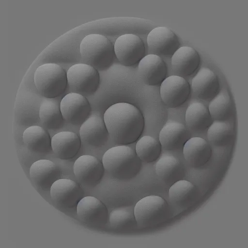 Image similar to abstract smooth round puffy soft edged objects made out of porsche parts on a light grey background