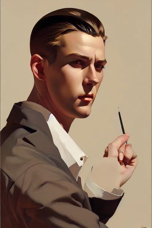 Image similar to attractive male, painting by ilya kuvshinov, j. c. leyendecker