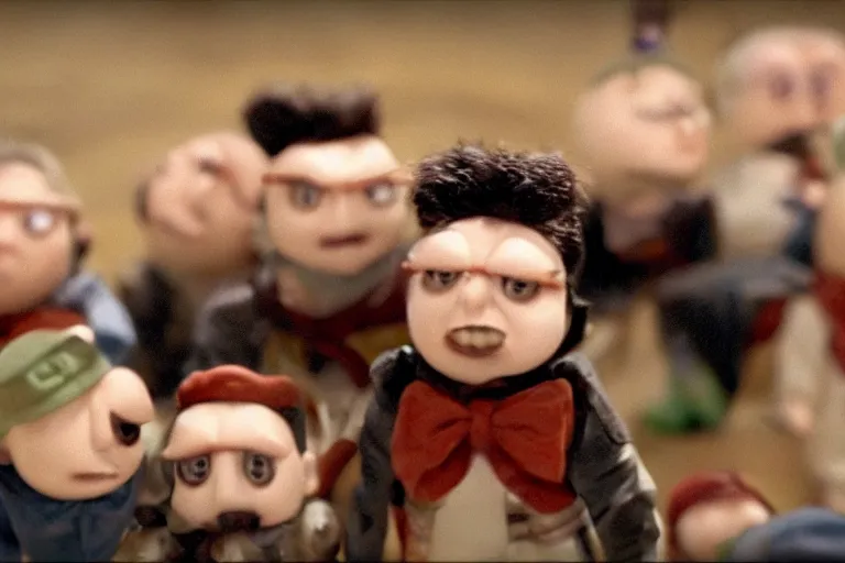 Image similar to a cinematic still of meeboo bohtrops, shmiggle biggles in the bleem podorkers, closeup