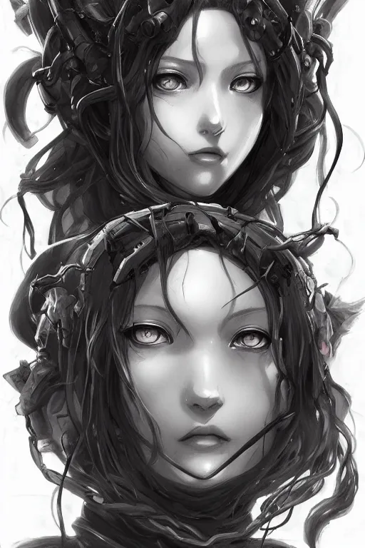 Image similar to anime medusa portrait, art by krenzcushart, by yoshitaka amano, kentaro miura, artgerm, wlop, artsyle of nier automata concept art