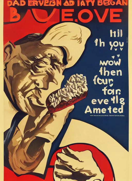 Prompt: old american propaganda poster saying bread is evil