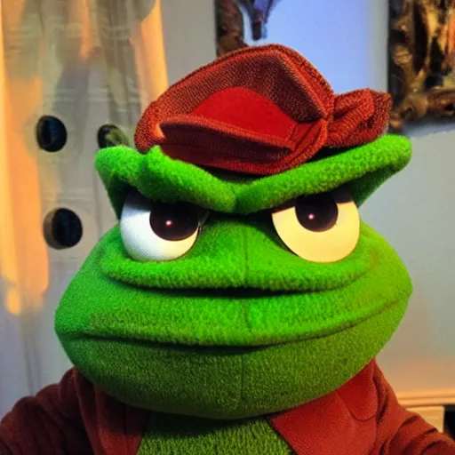 Image similar to pepe frog from the jim henson company