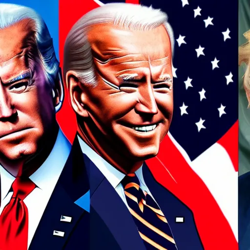 Prompt: an election poster showing joe biden vs donald trump 4 k, highly detailed