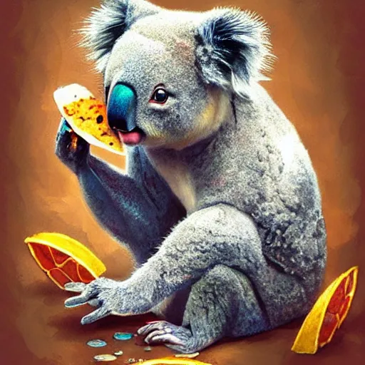 Image similar to a portrait of a koala eating a taco, concept art, trending on art station, by marc simonetti