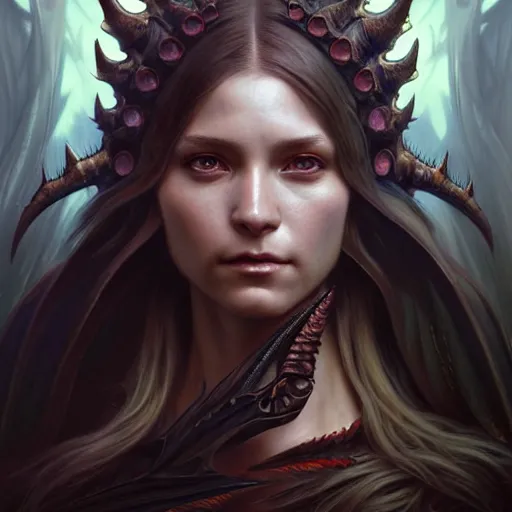 Image similar to portrait painting of draconic humanoid, ultra realistic, concept art, intricate details, eerie, highly detailed, photorealistic, octane render, 8 k, unreal engine. art by artgerm and greg rutkowski and charlie bowater and magali villeneuve and alphonse mucha