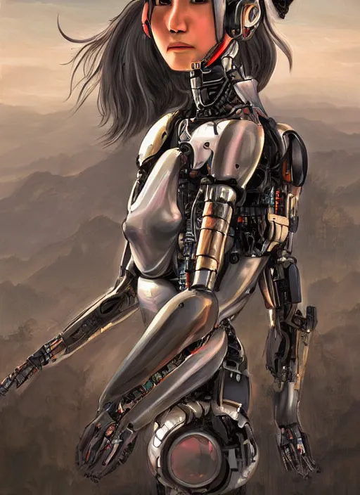 Prompt: a portrait of a cyborg in a scenic environment by aramaki shinji