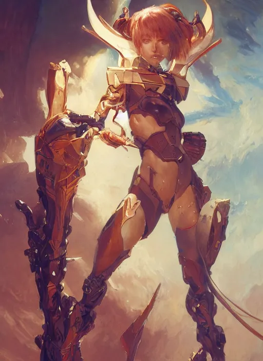 Image similar to character design game art digital 3 d girl viking evangelion cyborg armor by gaston bussiere, anna nikonova aka newmilky, greg rutkowski, yoji shinkawa, yoshitaka amano, tsutomu nihei, muira, moebius, donato giancola, riccardo federici, trending on artstation, featured on pixiv