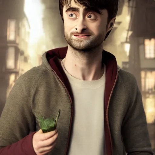 Image similar to hyperrealistic film still of daniel radcliffe fused with a radish, tall radish body, stunning 3 d render, inspired by istvan sandorfi & greg rutkowski & unreal engine, perfect symmetry, dim volumetric cinematic lighting, 8 k octane comprehensive render, extremely hyper - detailed, incredibly lifelike attributes, intricate, real flesh texture, masterpiece, artstation, stunning,