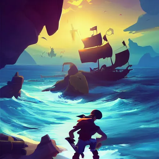 Image similar to painting treasure on sea of thieves game smooth median photoshop filter cutout vector, behance hd by jesper ejsing, by rhads, makoto shinkai and lois van baarle, ilya kuvshinov, rossdraws global illumination