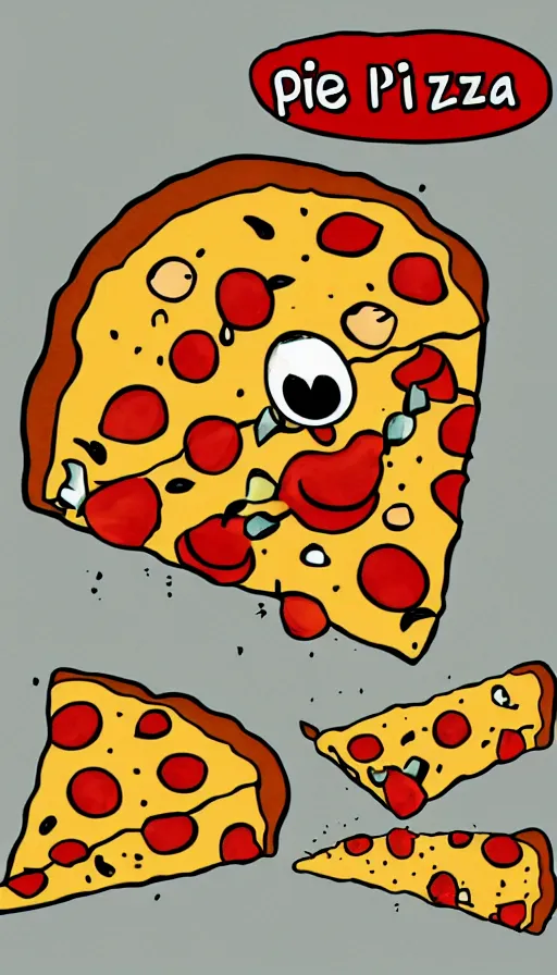 Image similar to a very happy slice of pizza has an epiphany about the meaning of life