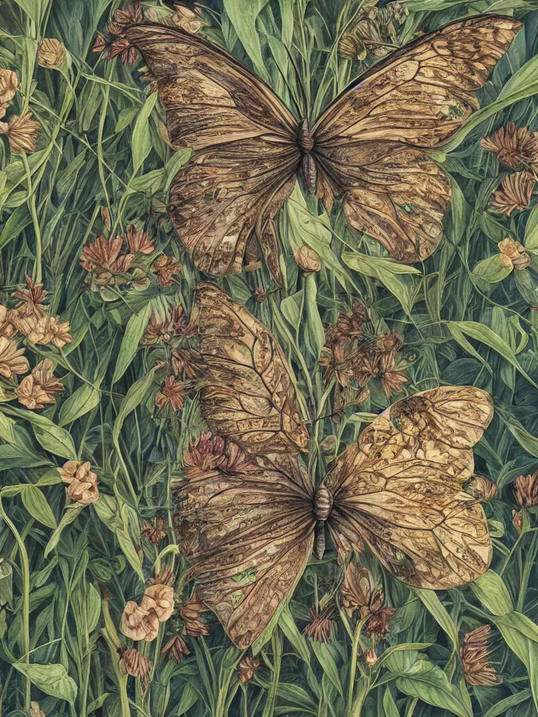 Prompt: an accurate and detailed scientific botanical illustration of a butterfly, intricate details, aesthetically pleasing and harmonious natural colors, art by tiffany bozic, impressionism, detailed