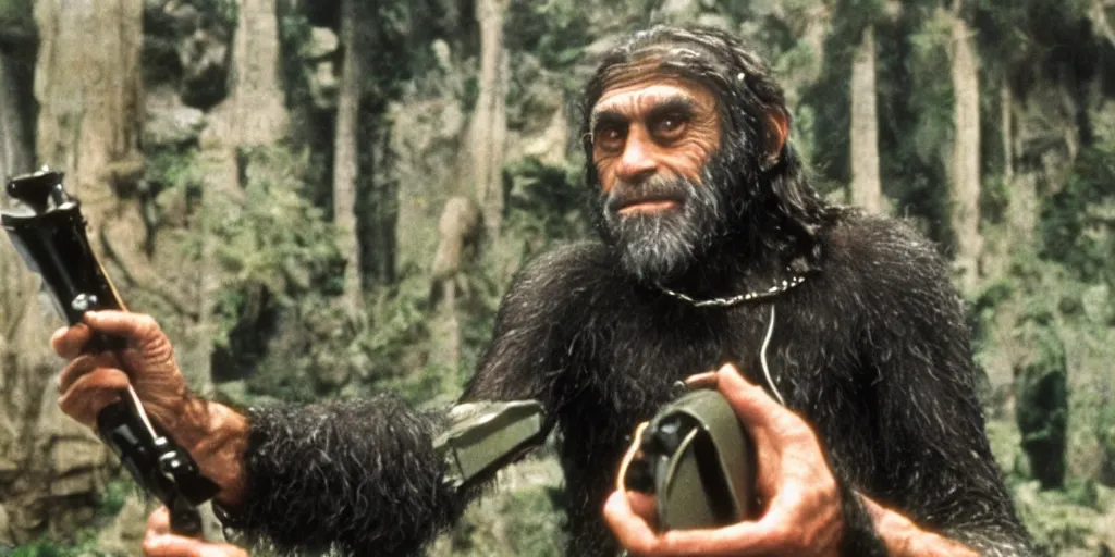 Image similar to film still of Tommy Chong in Planet of the Apes