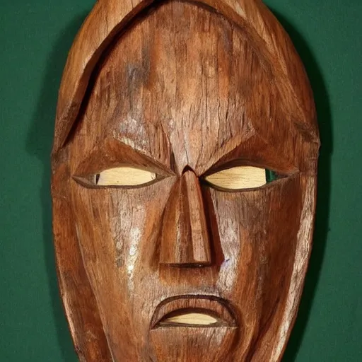 Image similar to carved wooden mask made of hands