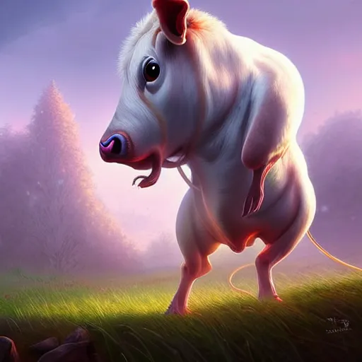 Prompt: epic professional digital art of 🐄🐭!!!!!!!!!🍁, best on artstation, cgsociety, wlop, cosmic, epic, stunning, gorgeous, much detail, much wow, masterpiece W 1024