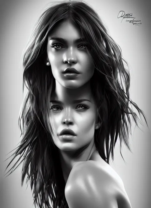 Image similar to up close portrait of a beautiful woman in black and white, photorealistic, upper body, art by diego fazio and diegoKoi and oscar Ukono, concept art, sharp focus, artgerm, 8k highly detailed