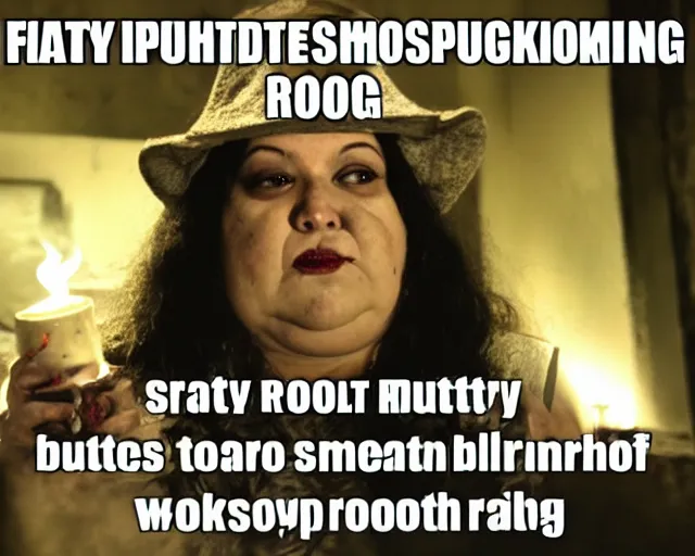 Image similar to fat smelly putrid witch smokin bong. she is rotting.