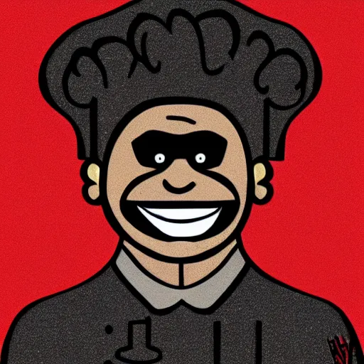 Prompt: portrait of a cook or chef smiling at the camera, cartoon, digital art, symmetrical face