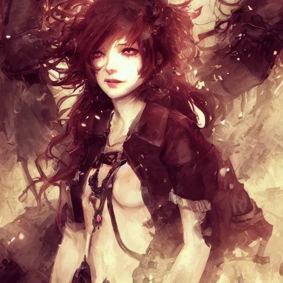 Image similar to christina hendricks!!! goth, tankoban, 4 k, tone mapping, akihiko yoshida, james jean andrei riabovitchev marc simonetti, yoshitaka amano, long hair, curly, h. hydrochaeri