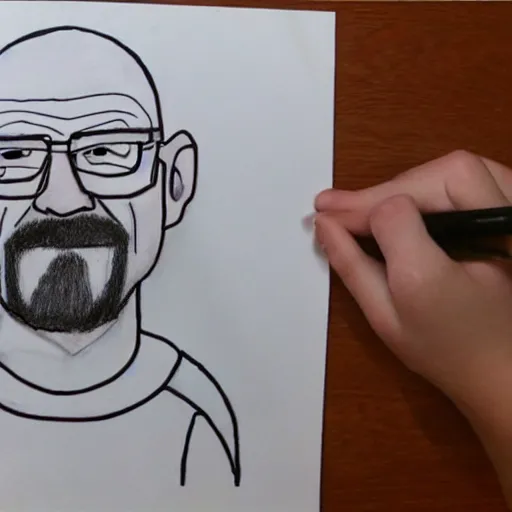 Prompt: child's drawing depiction of walter white