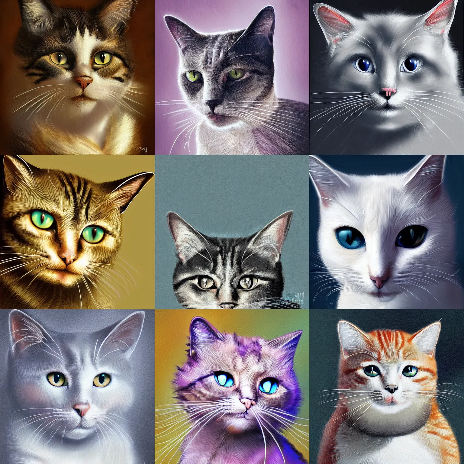 Prompt: portrait of a cat science fantasy painting elegant intricate digital painting artist