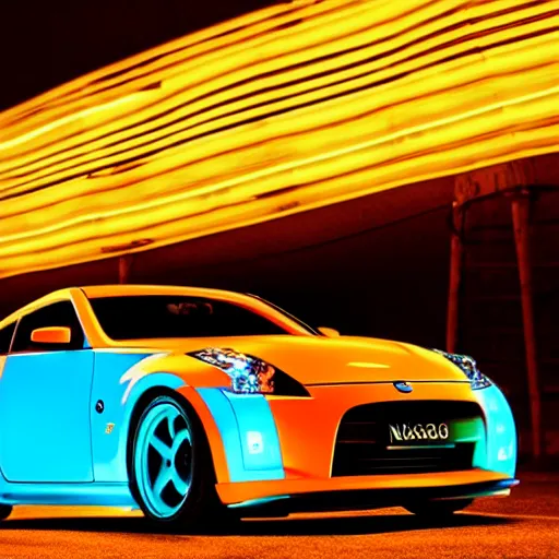 Image similar to a neon glowing nissan 3 5 0 z