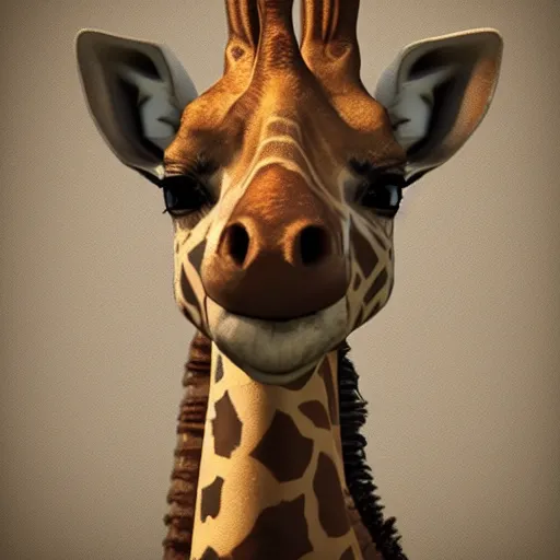 Prompt: hyperrealistic giraffe in steampunk style, matte, 8K, award-winning, Unreal Engine