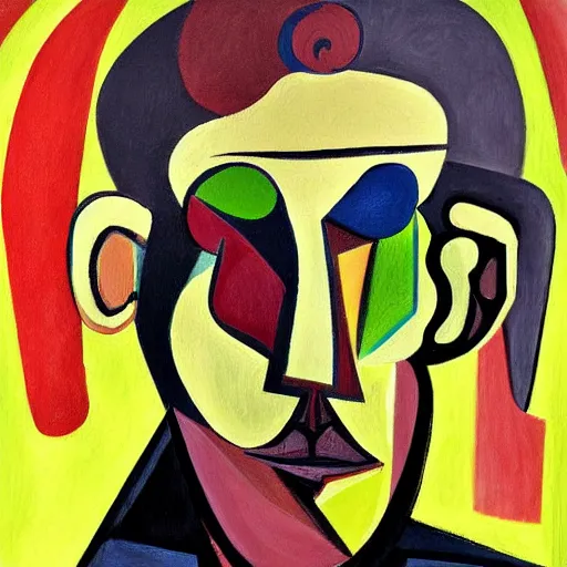 Prompt: beautiful painting Benedict Cumberbatch as bull! by Pablo Picasso, 4 K