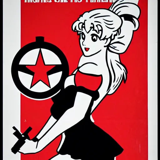 Prompt: A communist poster of Sailor Moon