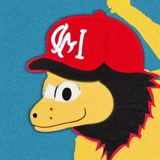 Image similar to A dragon wearing a baseball hat