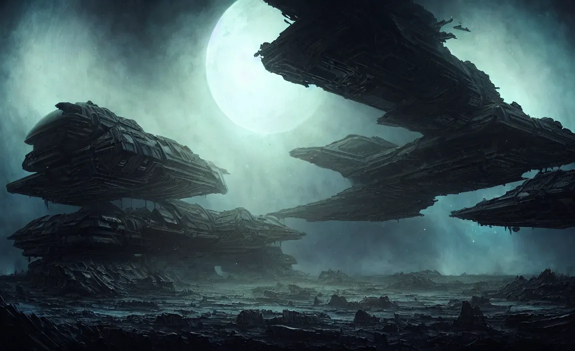 Image similar to epic professional sci - fi digital art of destroyed planetary outpost, eerie atmospheric lighting, painted, detailed, intricate, dynamic lighting, foreboding, by leesha hannigan, wayne haag, reyna rochin, ignacio fernandez rios, mark ryden, iris van herpen, hdr, 8 k, epic, stunning, gorgeous, much wow, cinematic, masterpiece