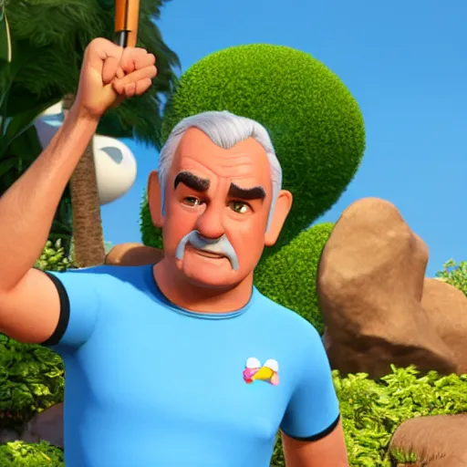 Image similar to sean connery as a pixar disney character from up ( 2 0 0 9 ), unreal engine, octane render, 3 d render, photorealistic