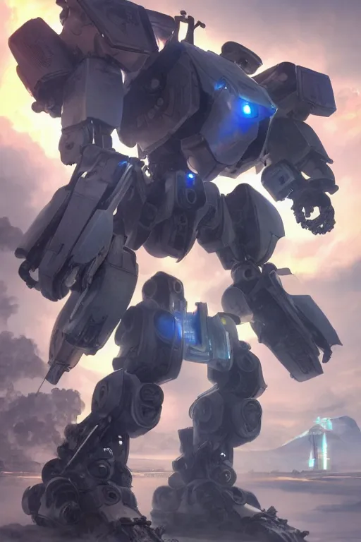 Image similar to mechwarrior 5 : mercenaries mech megaman transformer robot boss tank engine game octane render, 4 k, hd 2 0 2 2 3 d cgi rtx hdr style chrome reflexion glow fanart, global illumination ray tracing hdr fanart arstation by ian pesty by jesper ejsing pixar and disney unreal zbrush central hardmesh