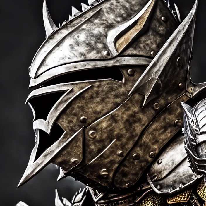 Image similar to photo of a warrior with metal dragon themed armour and helmet, highly detailed, 4 k, hdr, smooth, sharp focus, high resolution, award - winning photo