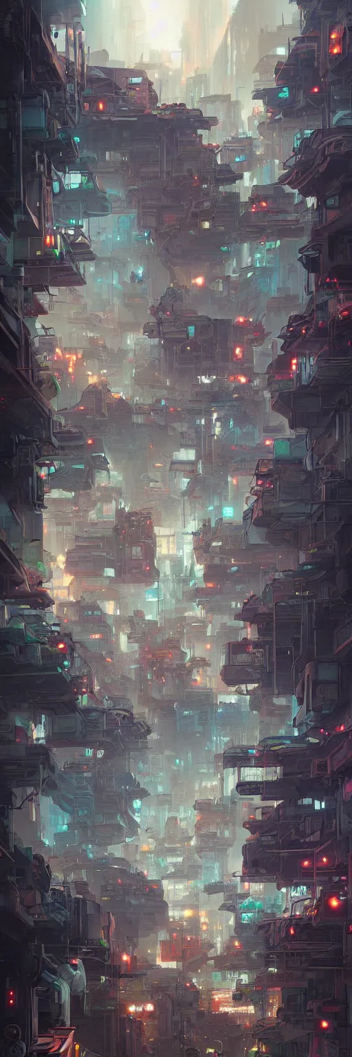 Image similar to cyberpunk favelas, by peter mohrbacher