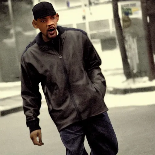 Image similar to A still of Will Smith as Niko Bellic (2008), photo, 35mm, sharpen filter