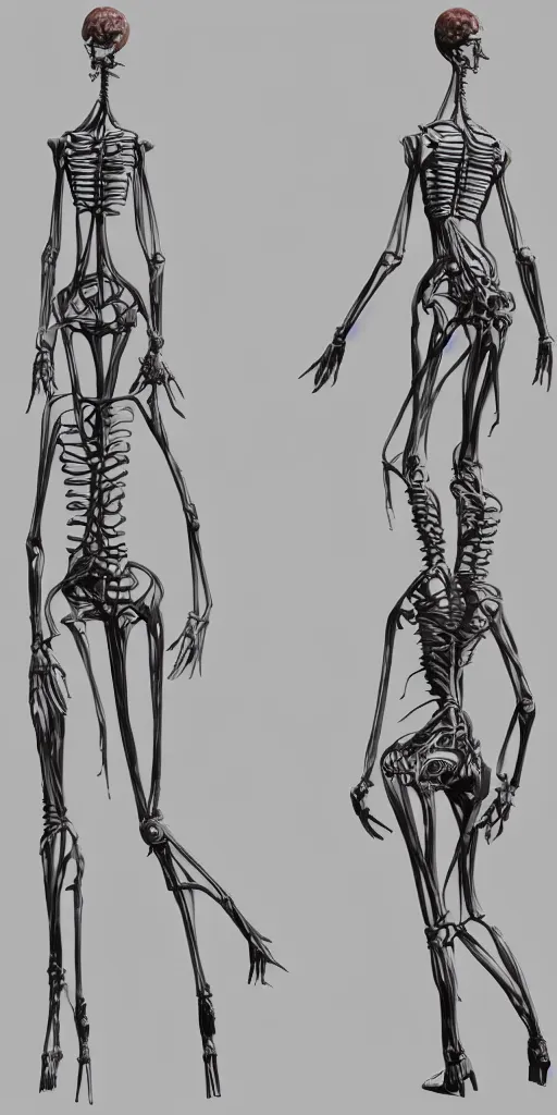 Image similar to 3d steampunk vertical tubeworm, game character design, long slender tall lanky body, no appendages, no arms, no legs, striations, articulated joints, white background, intricate, trending on artstation