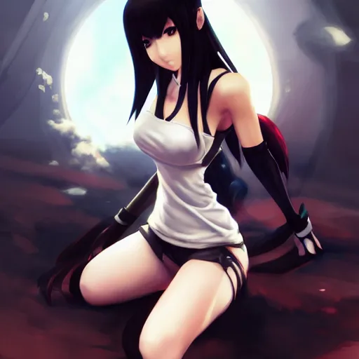 Prompt: beautiful anime art of tifa lockhart by wlop, rossdraws, mingchen shen, bangkuart, sakimichan, yan gisuka, jeongseok lee, artstation, 4k