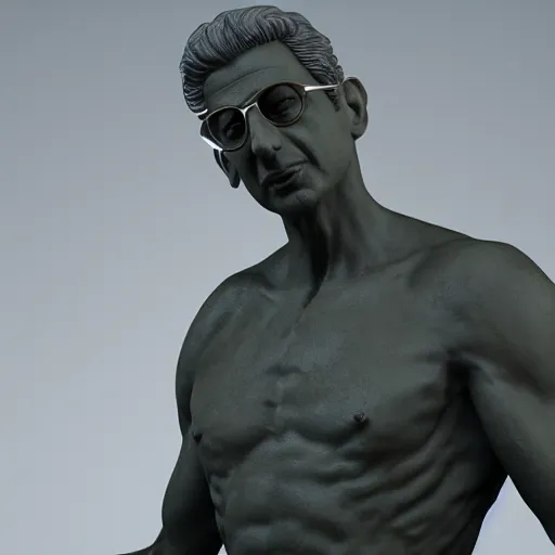 Image similar to marble statue of jeff goldblum, 3 d render, 8 k, octane render, cycles render, unreal engine