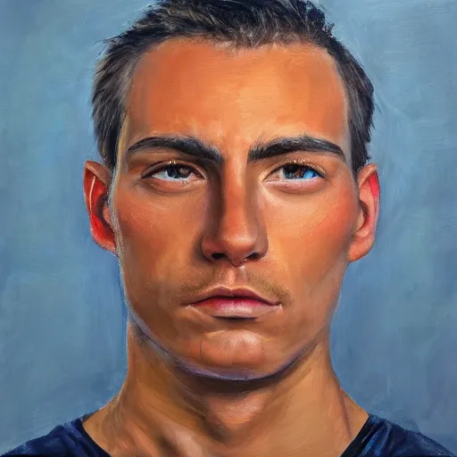 Image similar to Human face, Male, Oil painting, Highly detailed, colour