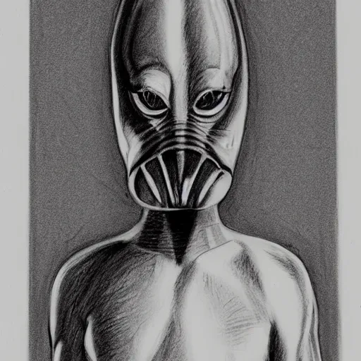 Image similar to full body black and white pencil sketch of a muscular Jar Jar Binks