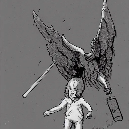 Image similar to guardian angel protecting child by Boris Groh trending on ArtStation