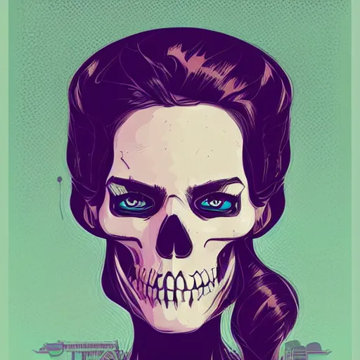 Image similar to portrait skull girl by petros afshar, tom whalen, laurie greasley, jc leyendecker and singer sargent