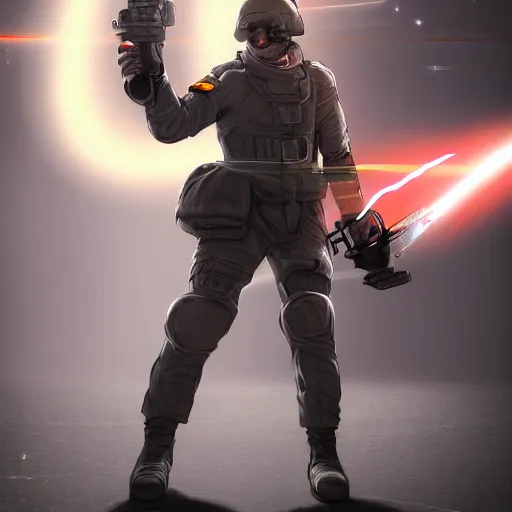 Image similar to a futuristic soldier holding plasma gun, sci - fi, concept art,, sharp, ultra detail